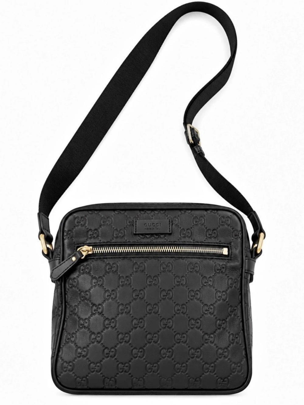 Gucci GG Embossed Messenger Bag Crossbody in Black